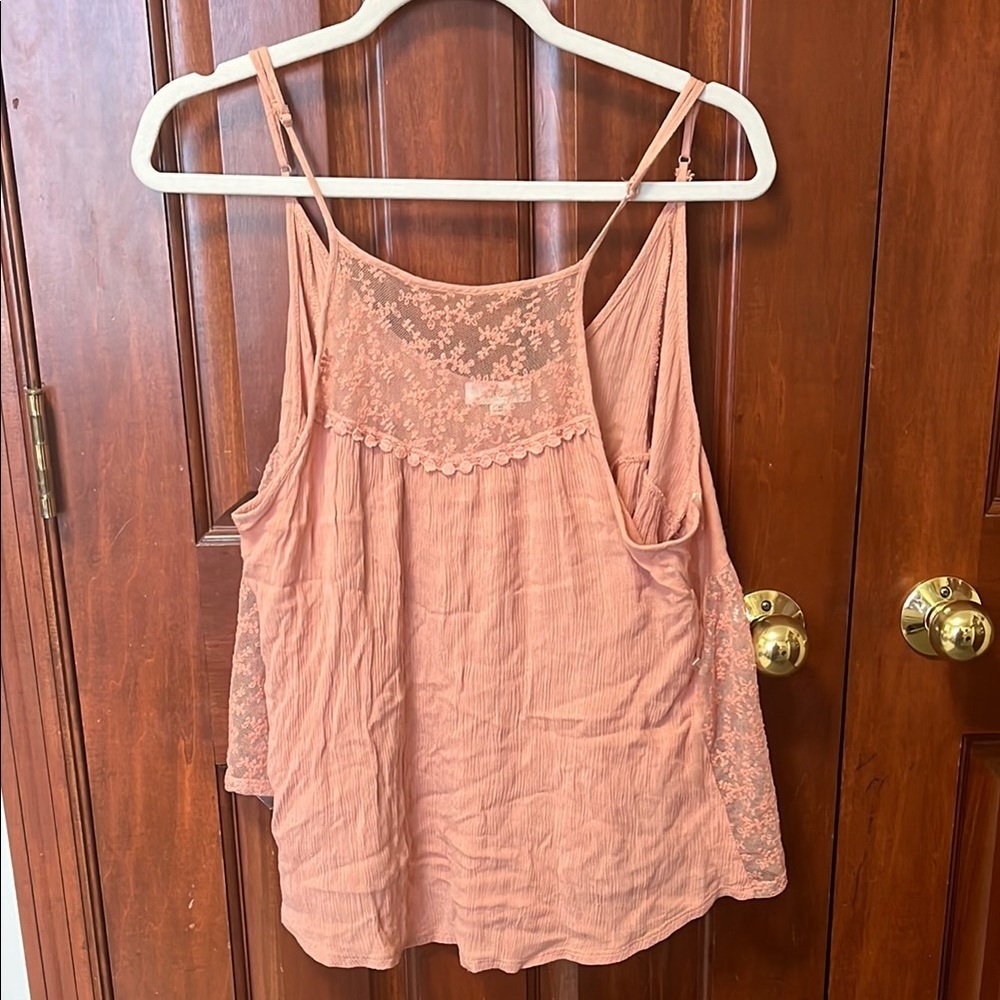 Peach Lace Trim Women's Top